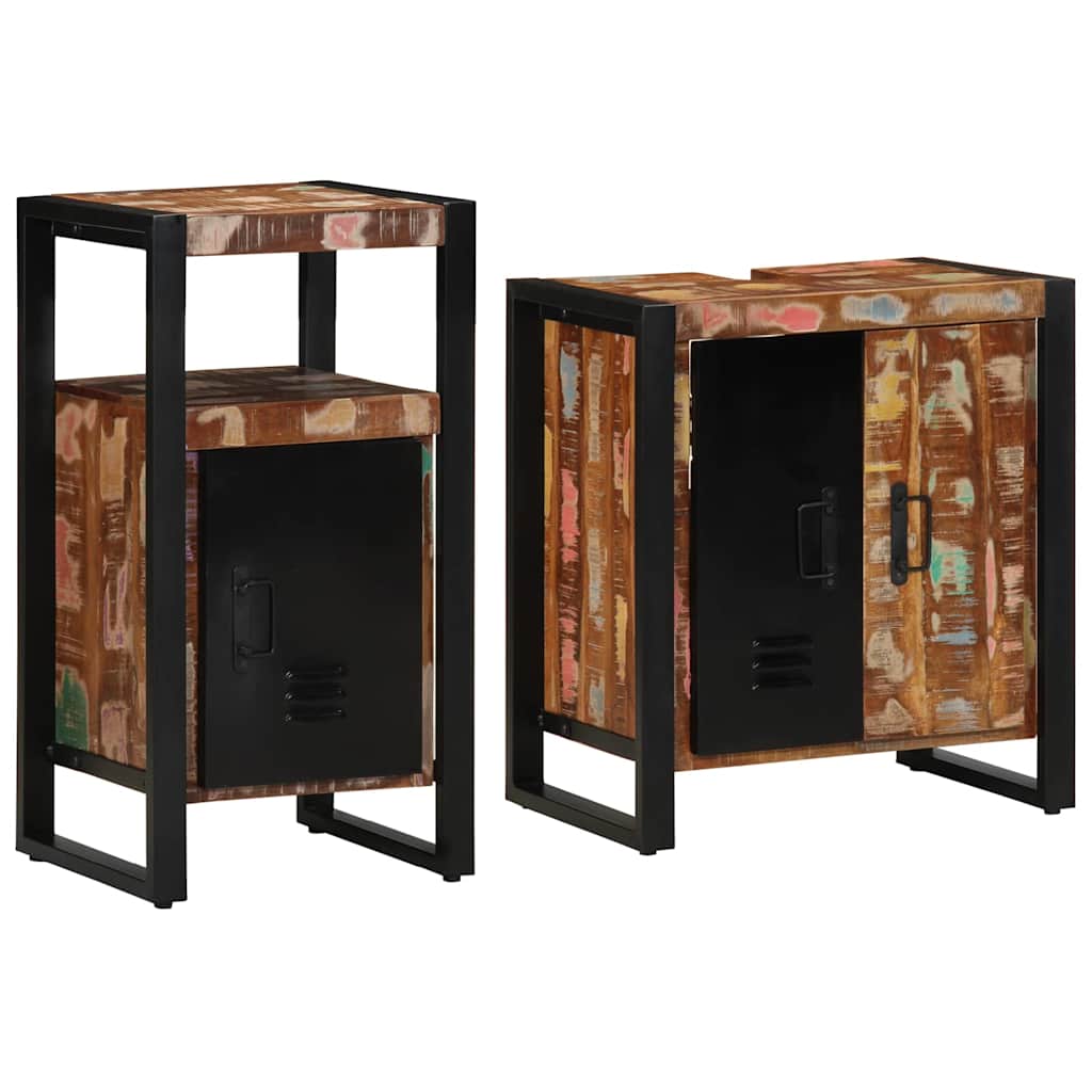 Badezimmermöbel-Set mit Regal 2 pcs Massives upgecyceltes Holz