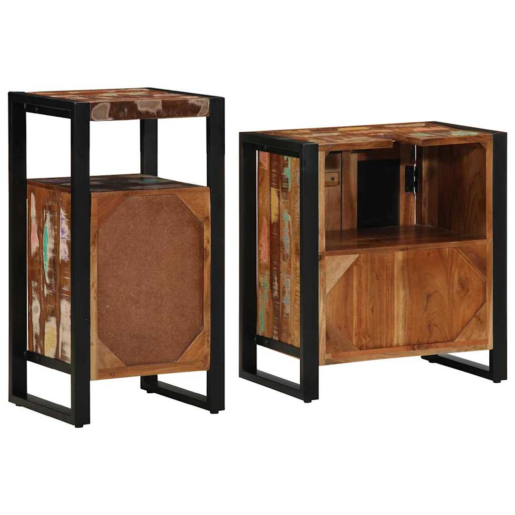 Badezimmermöbel-Set mit Regal 2 pcs Massives upgecyceltes Holz