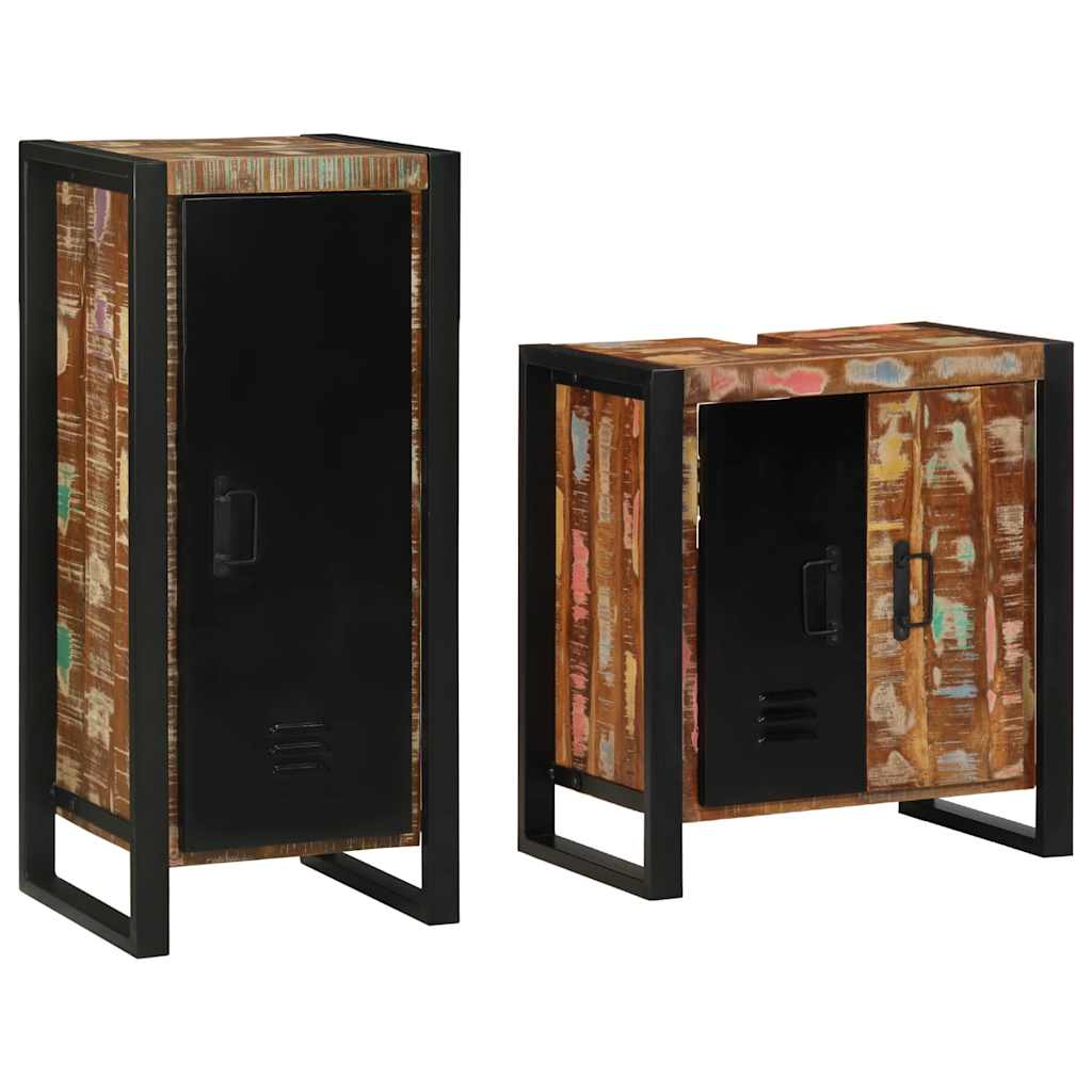 Badezimmermöbel-Set mit Regal 2 pcs Massives upgecyceltes Holz