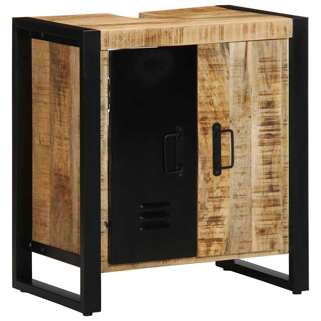Badezimmermöbel-Set 3 pcs Braun und Schwarz Massivholz Mango