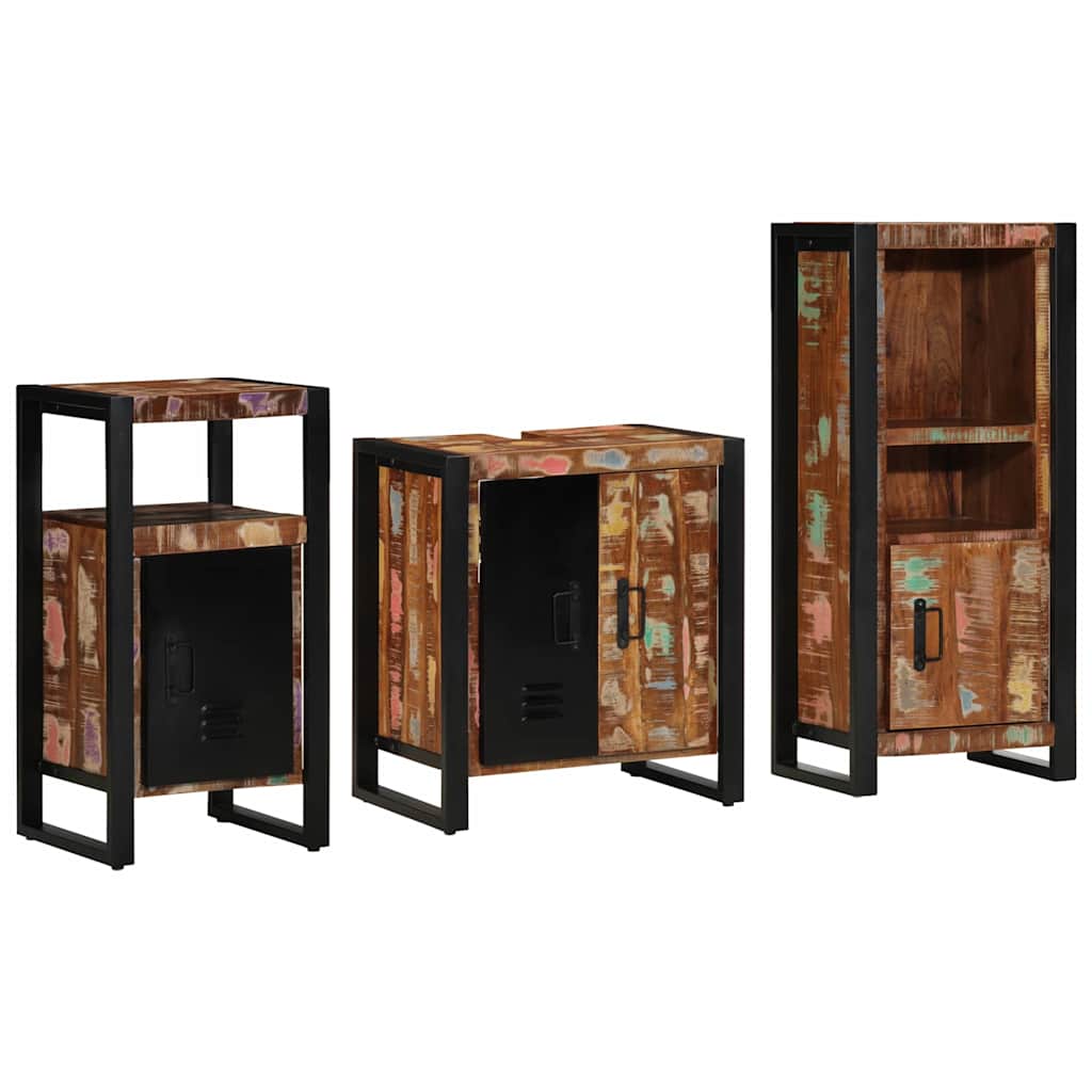 Badezimmermöbel-Set mit Regal 3 pcs Massives upgecyceltes Holz