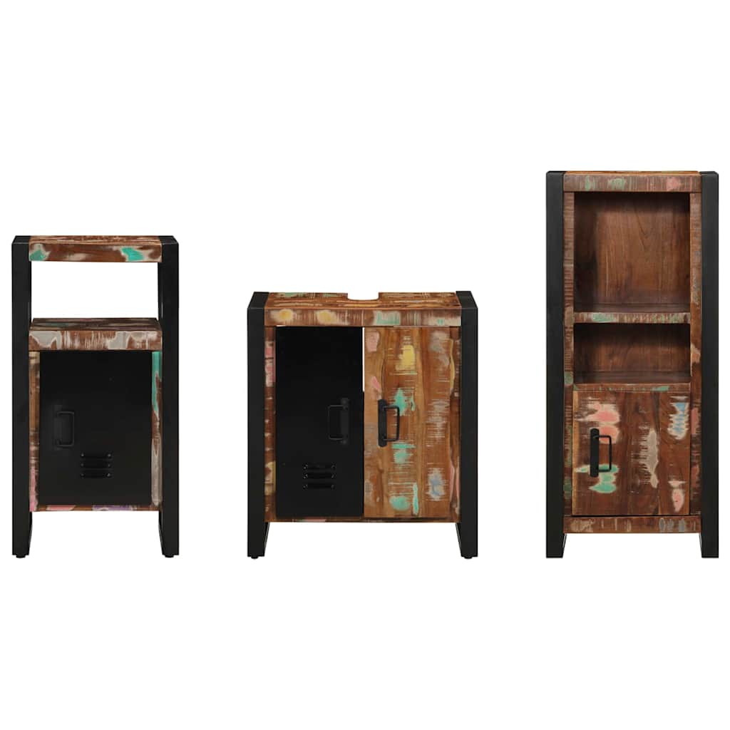 Badezimmermöbel-Set mit Regal 3 pcs Massives upgecyceltes Holz