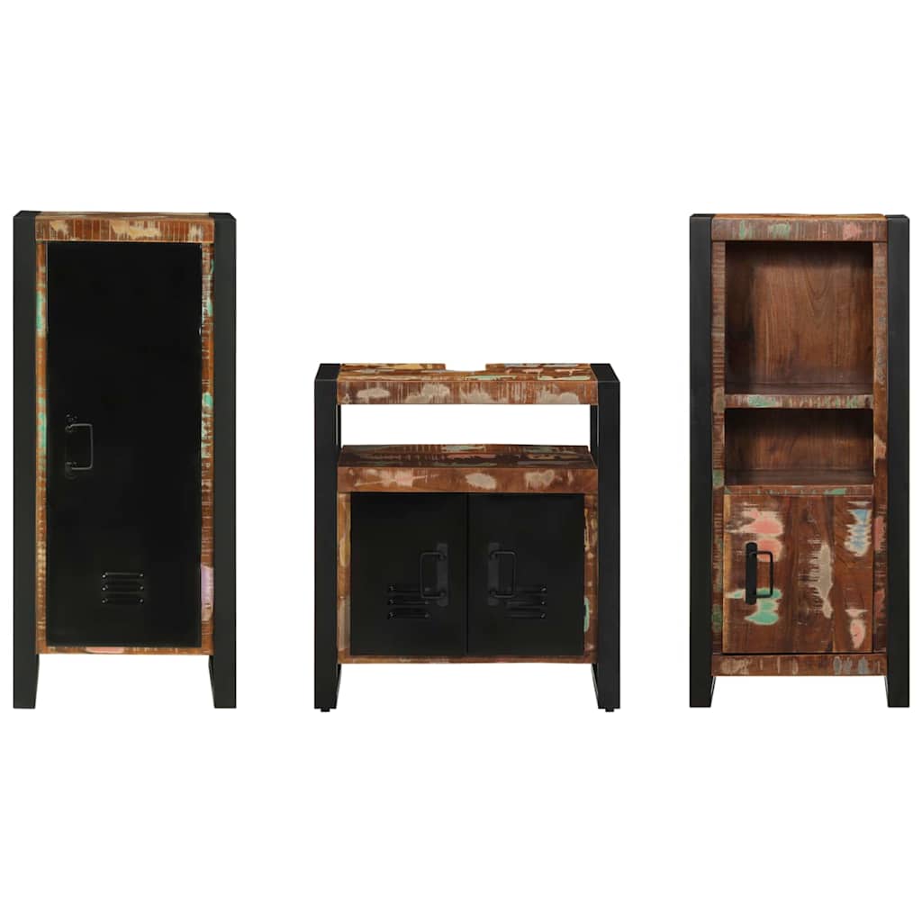 Badezimmermöbel-Set mit Regal 3 pcs Massives upgecyceltes Holz