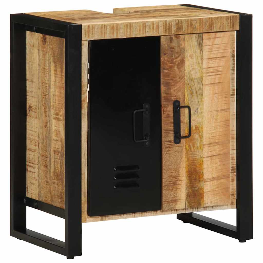 Badezimmermöbel-Set 3 pcs Braun und Schwarz Massivholz Mango