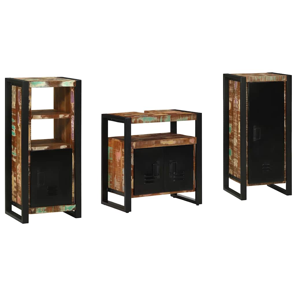Badezimmermöbel-Set mit Regal 3 pcs Massives upgecyceltes Holz