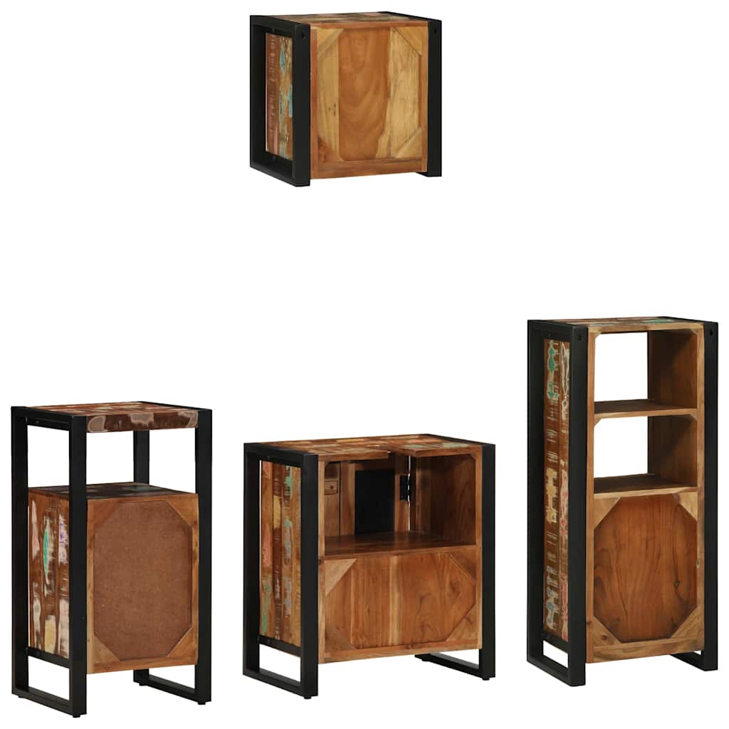 Badezimmermöbel-Set mit Regal 4 pcs Massives upgecyceltes Holz