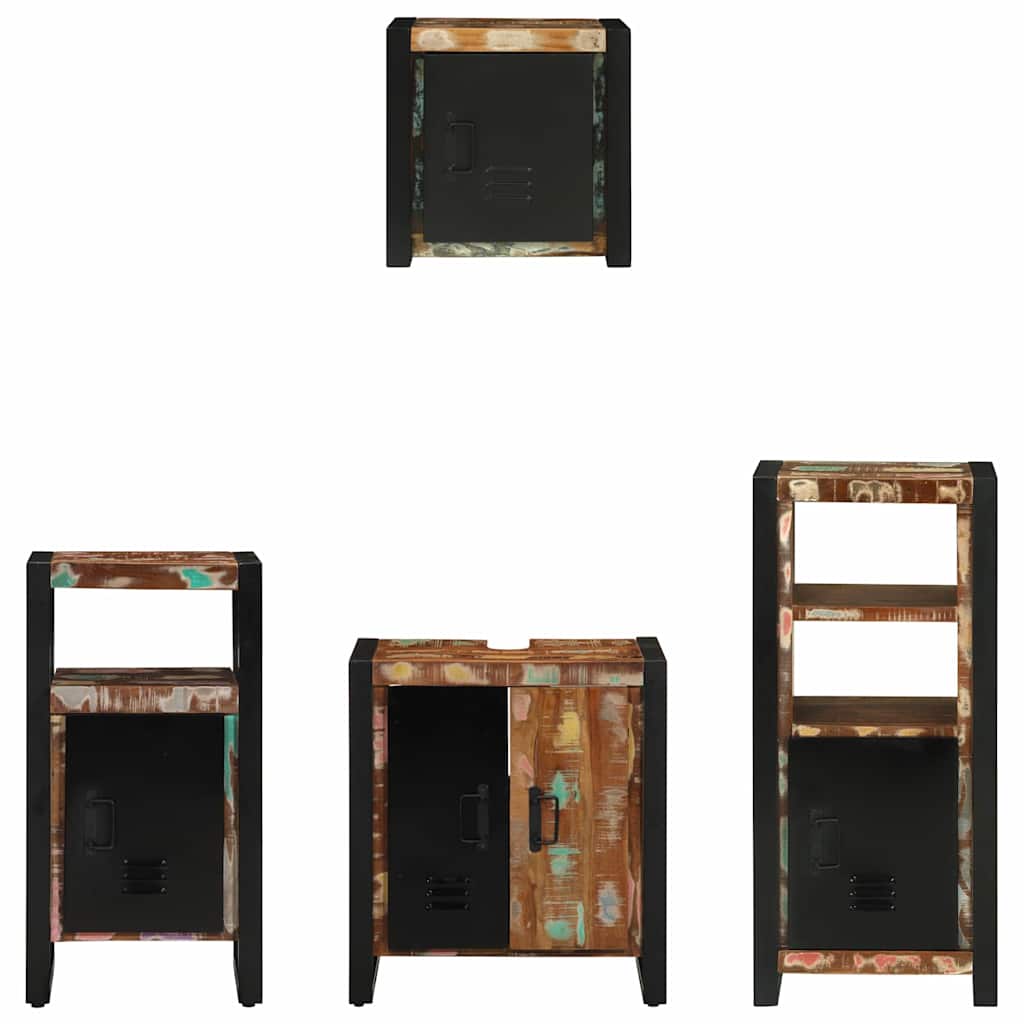 Badezimmermöbel-Set mit Regal 4 pcs Massives upgecyceltes Holz