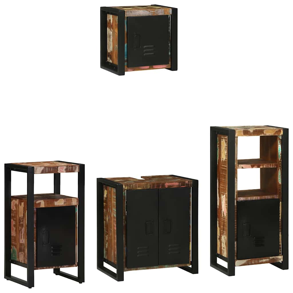 Badezimmermöbel-Set mit Regal 4 pcs Massives upgecyceltes Holz