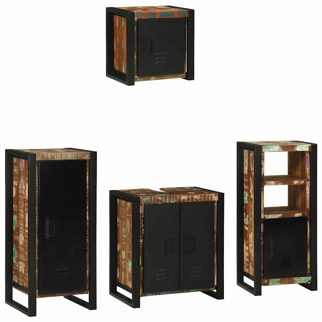 Badezimmermöbel-Set mit Regal 4 pcs Massives upgecyceltes Holz