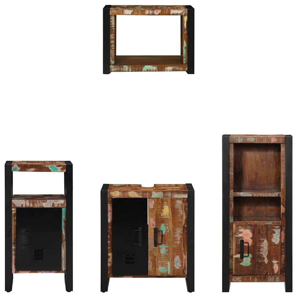 Badezimmermöbel-Set mit Regal 4 pcs Massives upgecyceltes Holz