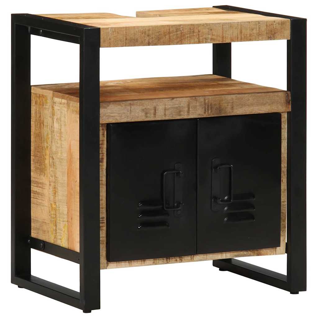 Badezimmermöbel-Set 4 pcs Braun und Schwarz Massivholz Mango