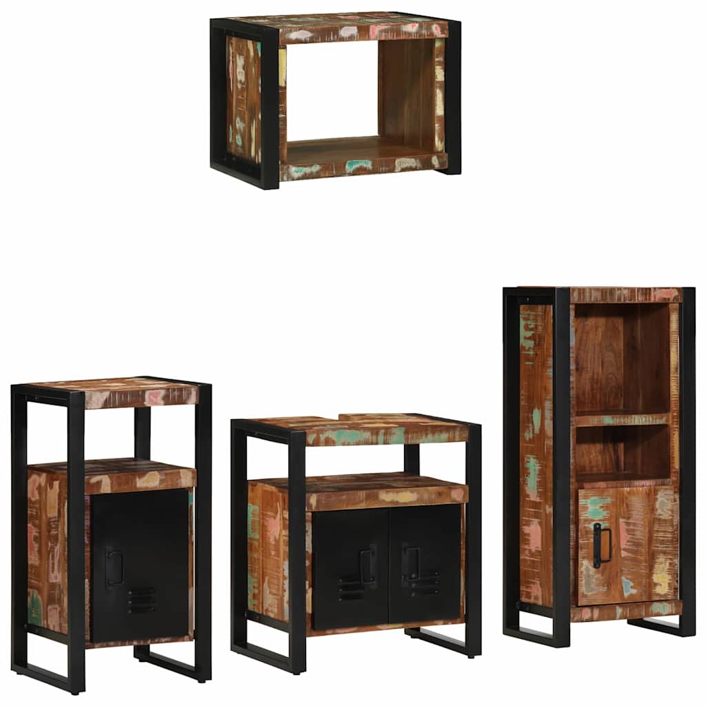 Badezimmermöbel-Set mit Regal 4 pcs Massives upgecyceltes Holz
