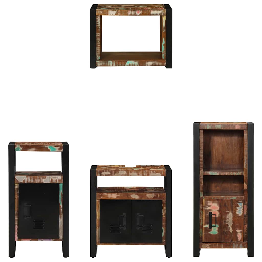 Badezimmermöbel-Set mit Regal 4 pcs Massives upgecyceltes Holz