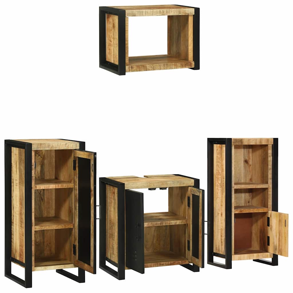 Badezimmermöbel-Set 4 pcs Braun Massives upgecyceltes Holz
