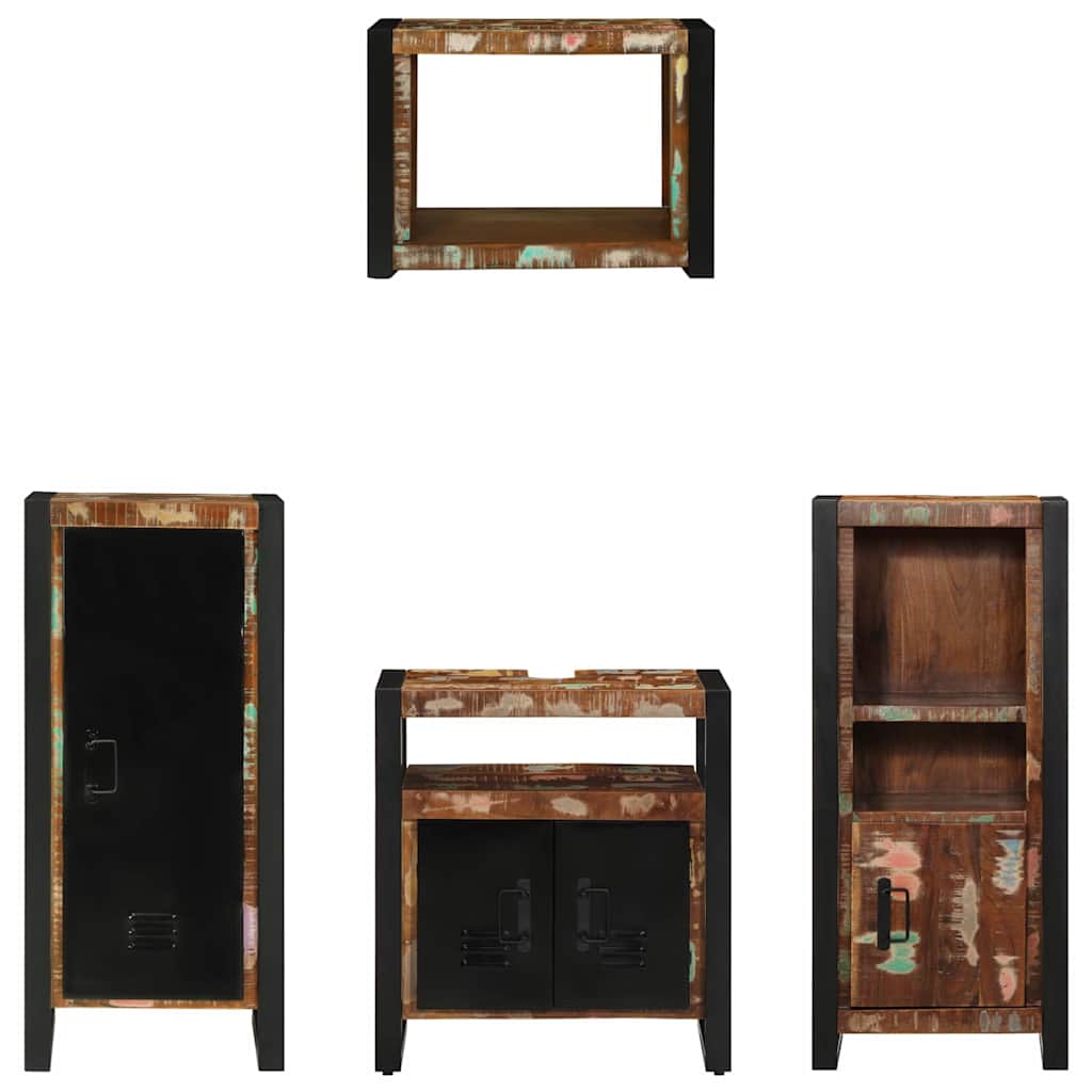 Badezimmermöbel-Set mit Regal 4 pcs Massives upgecyceltes Holz