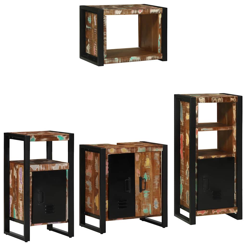 Badezimmermöbel-Set mit Regal 4 pcs Massives upgecyceltes Holz