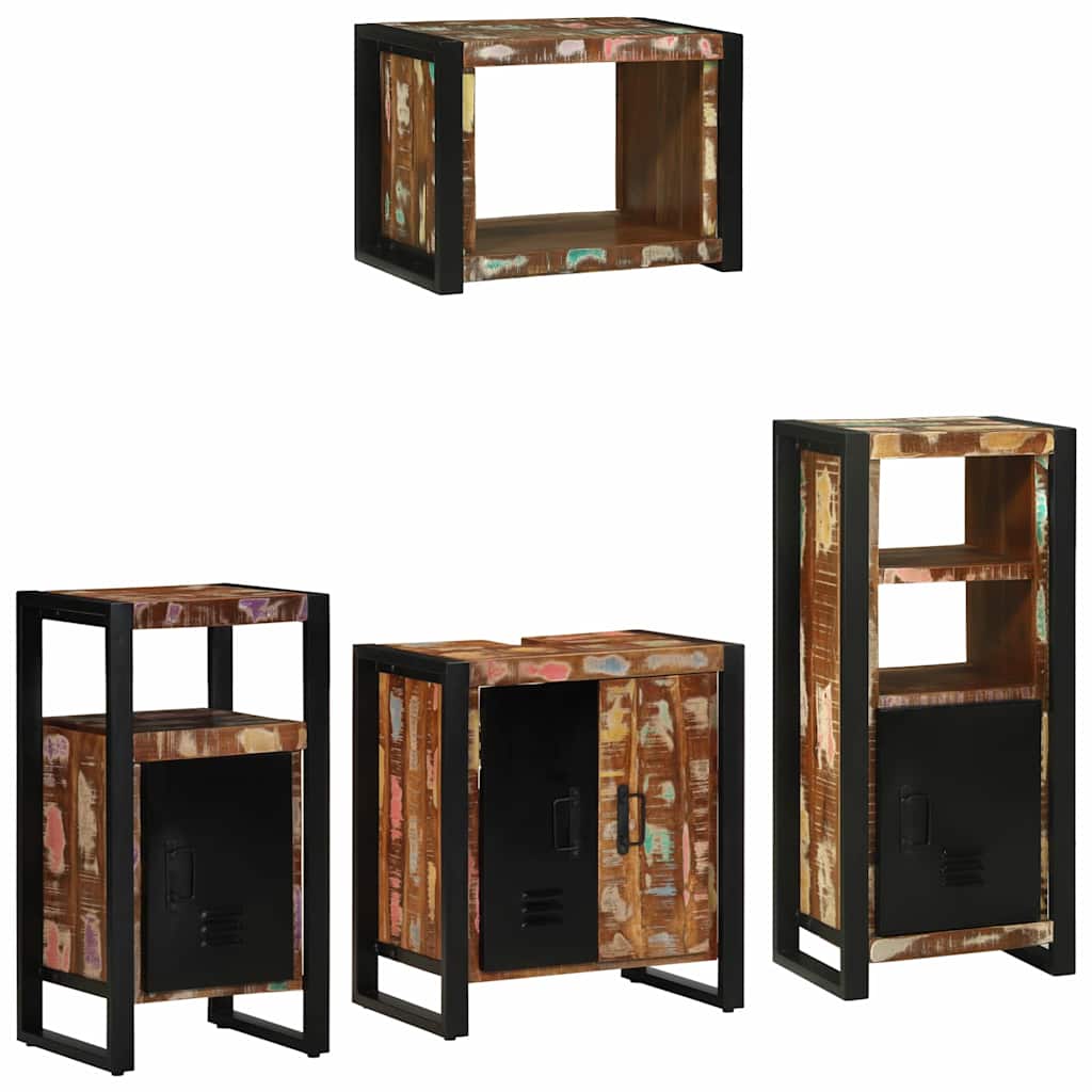 Badezimmermöbel-Set mit Regal 4 pcs Massives upgecyceltes Holz
