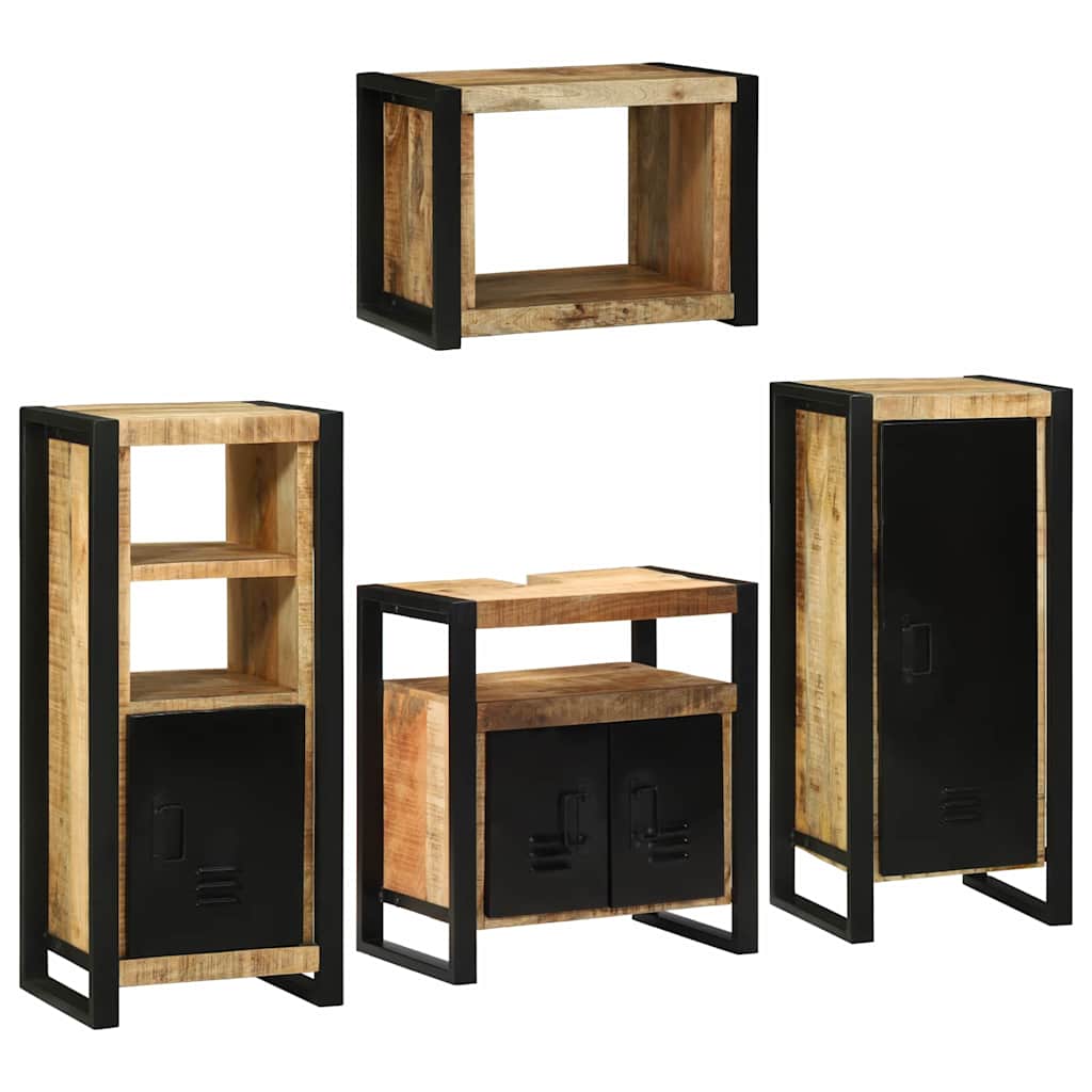 Badezimmermöbel-Set mit Regal 4 pcs Braun Massives Mangoholz