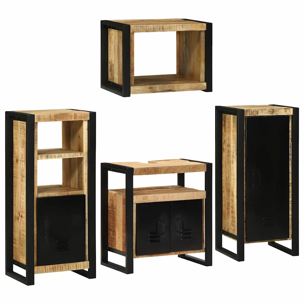 Badezimmermöbel-Set mit Regal 4 pcs Braun Massives Mangoholz