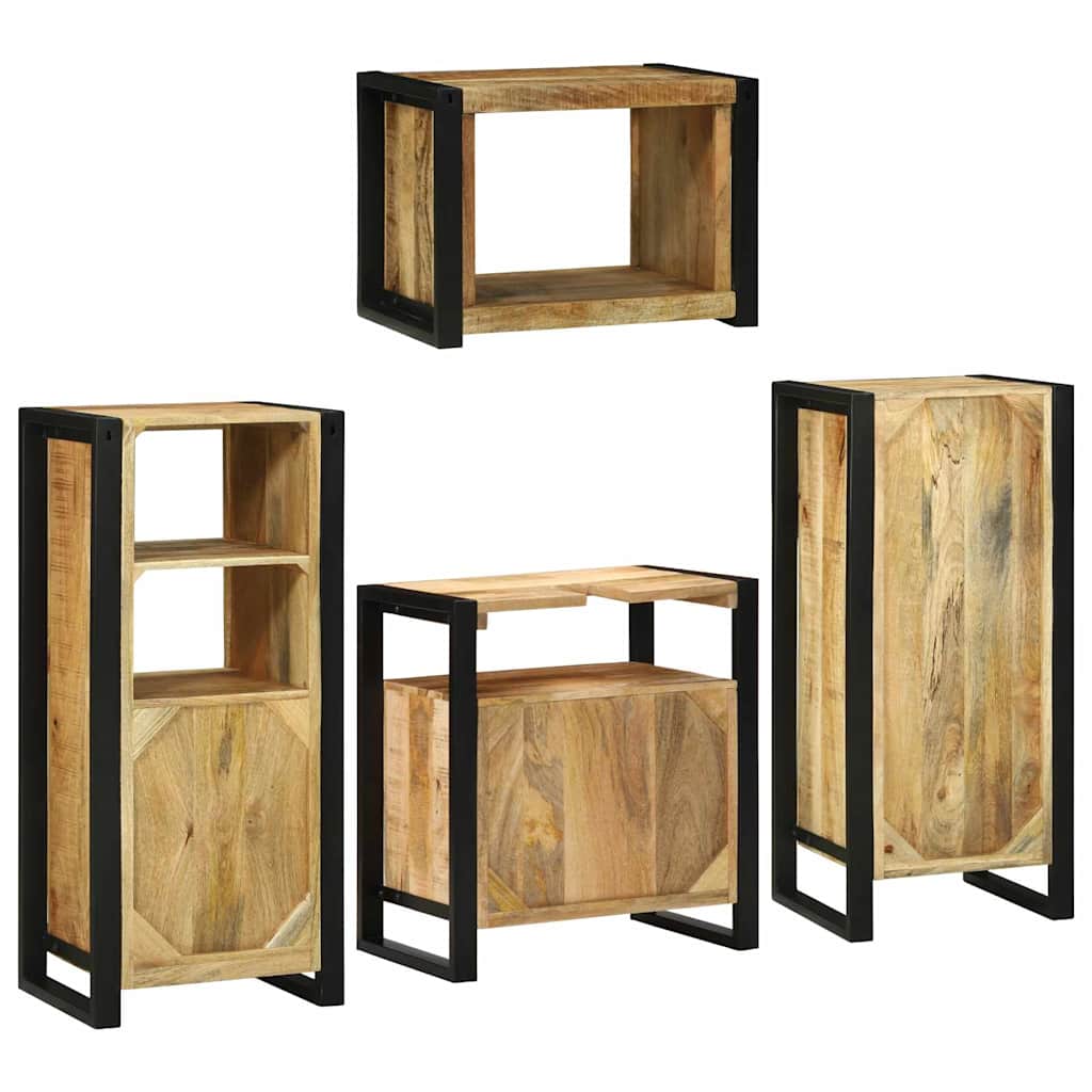 Badezimmermöbel-Set mit Regal 4 pcs Braun Massives Mangoholz
