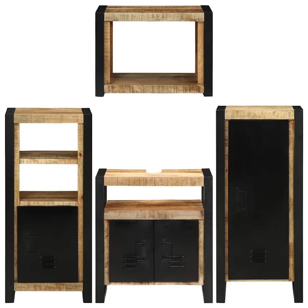 Badezimmermöbel-Set mit Regal 4 pcs Braun Massives Mangoholz