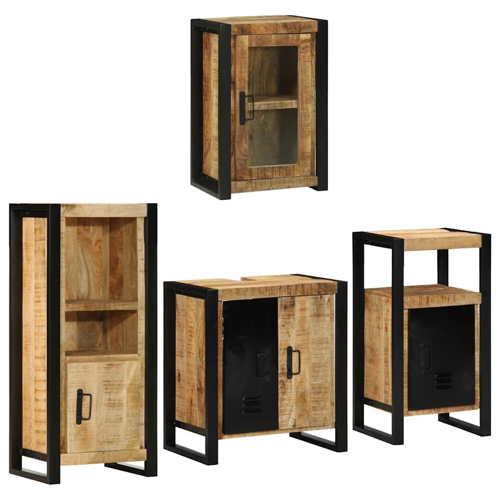Badezimmermöbel-Set mit Regal 4 pcs Braun Massives Mangoholz