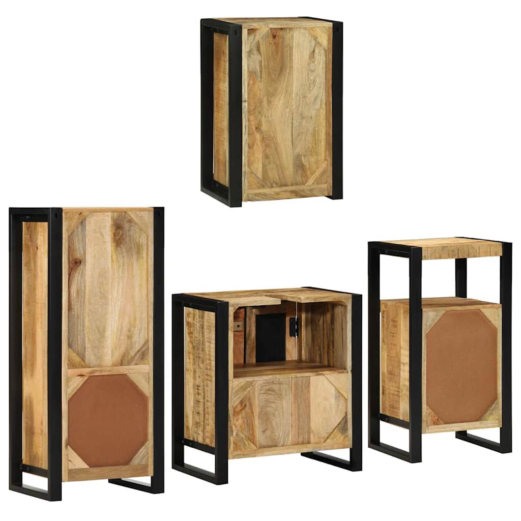 Badezimmermöbel-Set mit Regal 4 pcs Braun Massives Mangoholz
