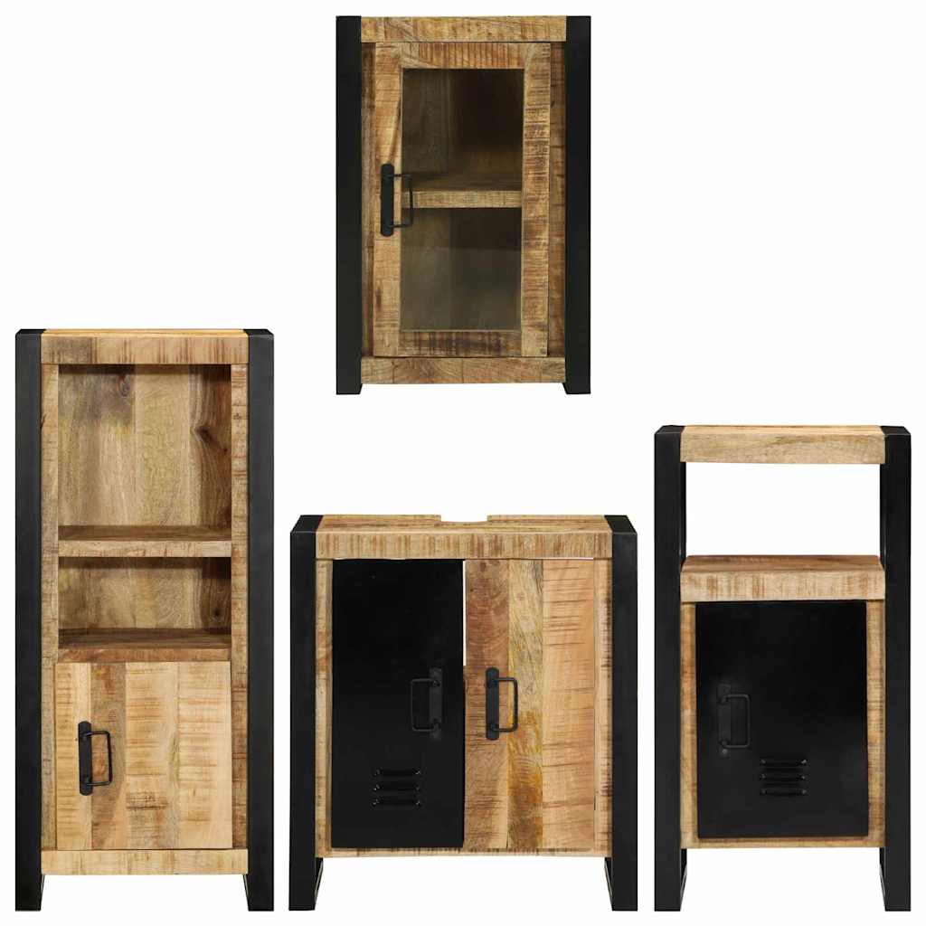 Badezimmermöbel-Set mit Regal 4 pcs Braun Massives Mangoholz