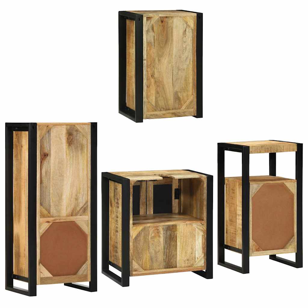 Badezimmermöbel-Set mit Regal 4 pcs Braun Massives Mangoholz