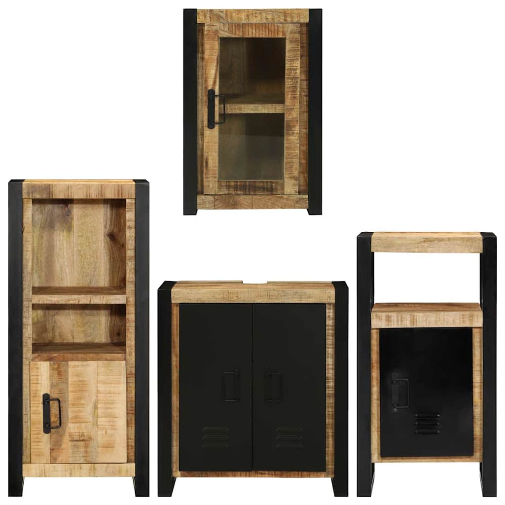 Badezimmermöbel-Set mit Regal 4 pcs Braun Massives Mangoholz