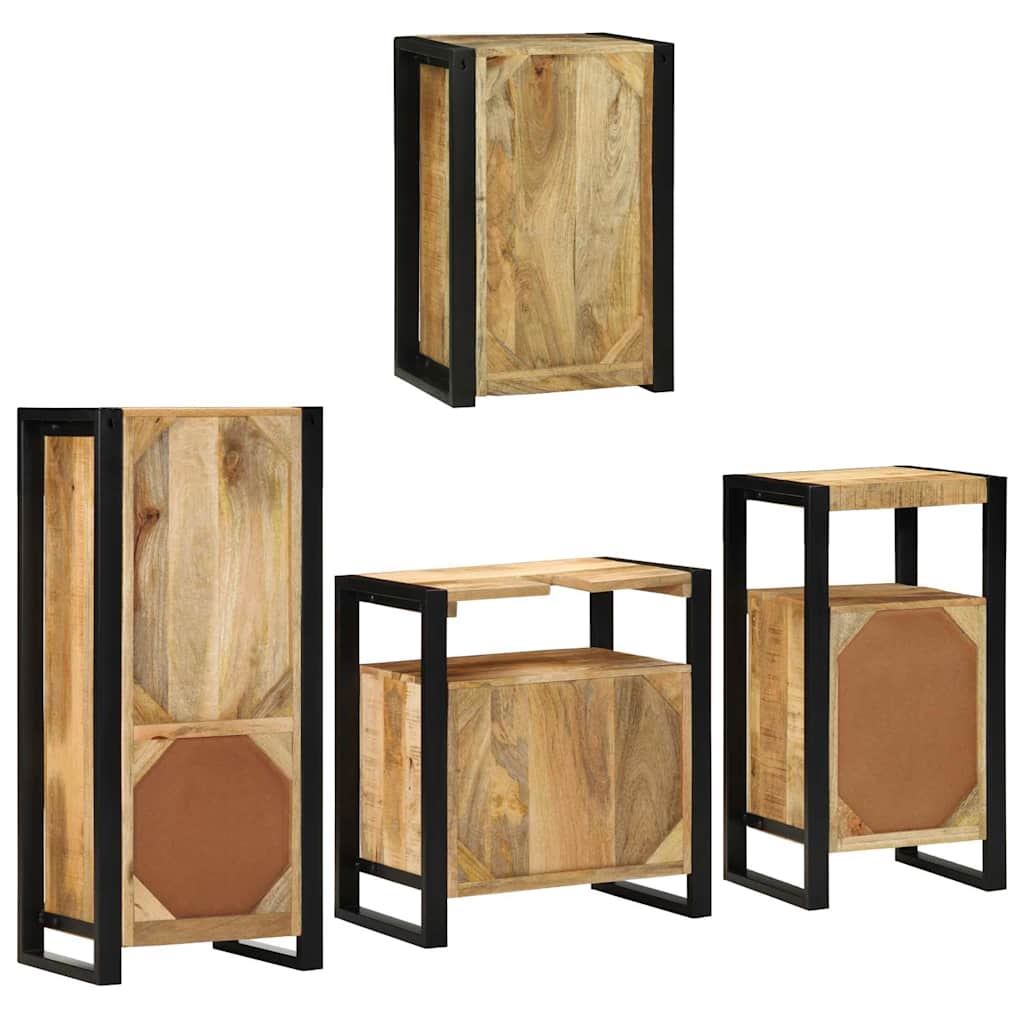 Badezimmermöbel-Set Wandmontiert 4 pcs Braun Massives Mangoholz