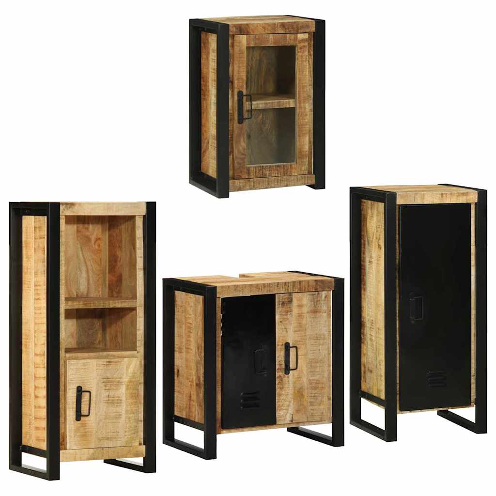 Badezimmermöbel-Set mit Regal 4 pcs Braun Massives Mangoholz
