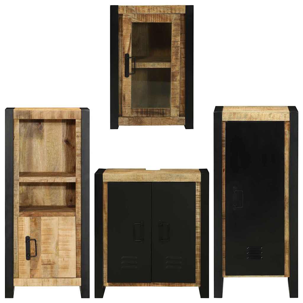 Badezimmermöbel-Set mit Regal 4 pcs Braun Massives Mangoholz