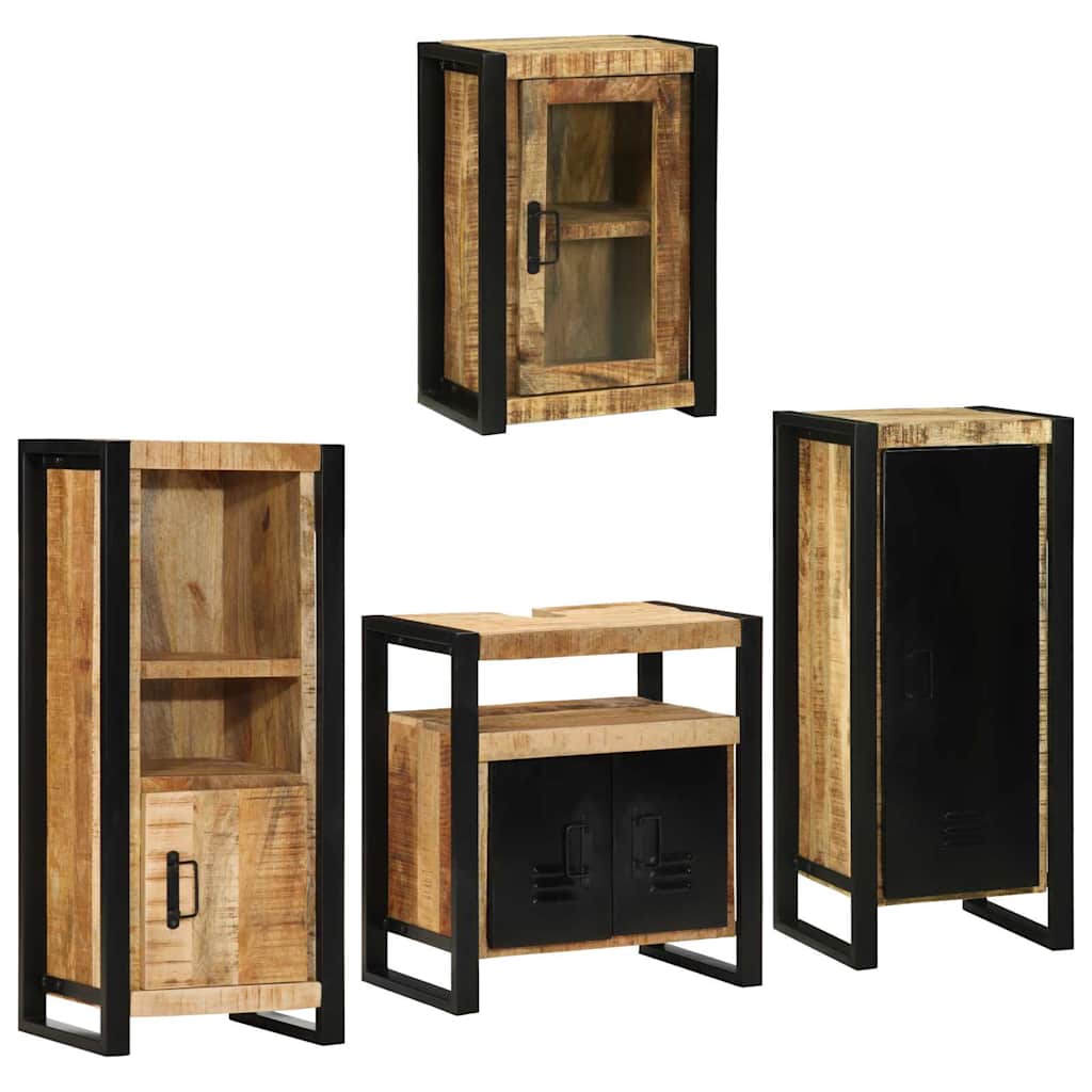 Badezimmermöbel-Set mit Regal 4 pcs Braun Massives Mangoholz
