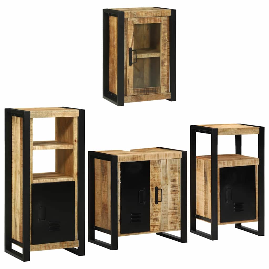 Badezimmermöbel-Set mit Regal 4 pcs Braun Massivholz Mango