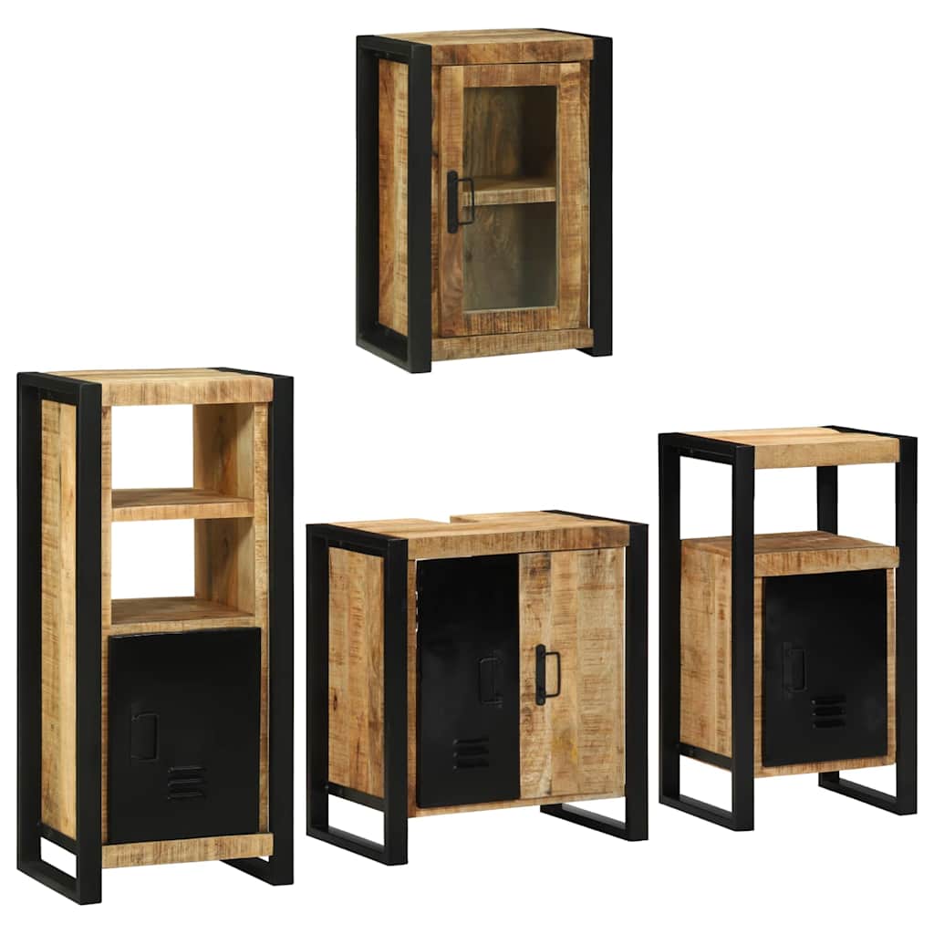 Badezimmermöbel-Set mit Regal 4 pcs Braun Massivholz Mango