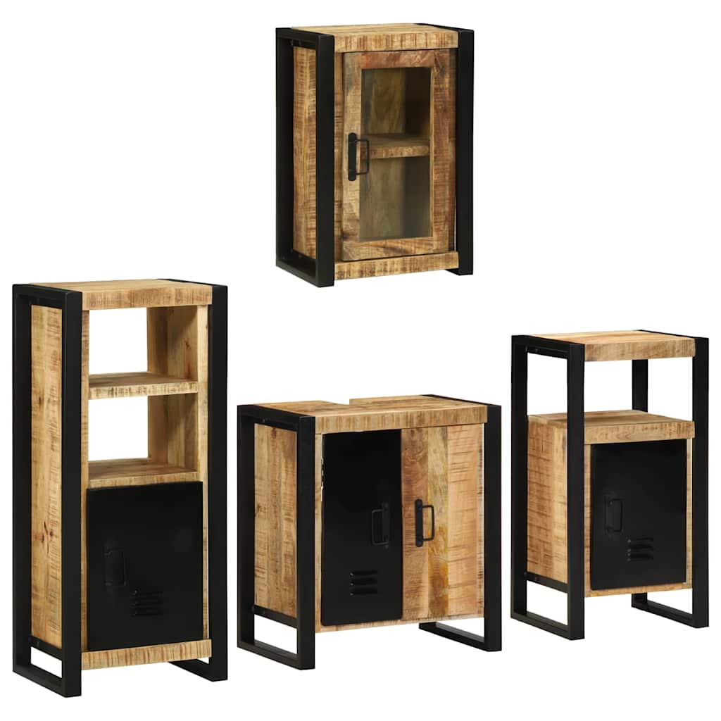 Badezimmermöbel-Set mit Regal 4 pcs Braun Massivholz Mango