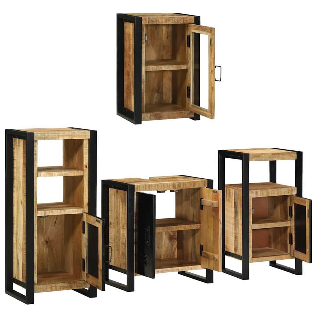 Badezimmermöbel-Set mit Regal 4 pcs Braun Massivholz Mango