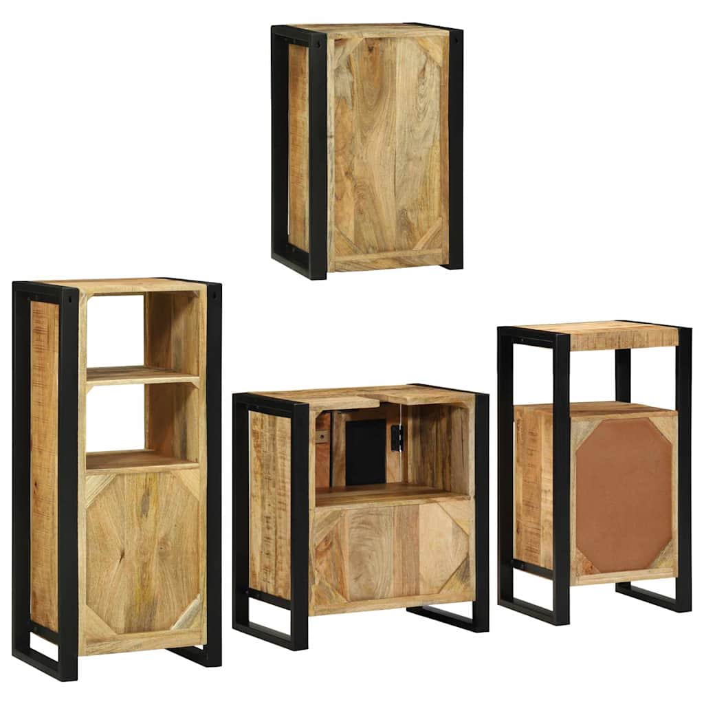 Badezimmermöbel-Set mit Regal 4 pcs Braun Massivholz Mango