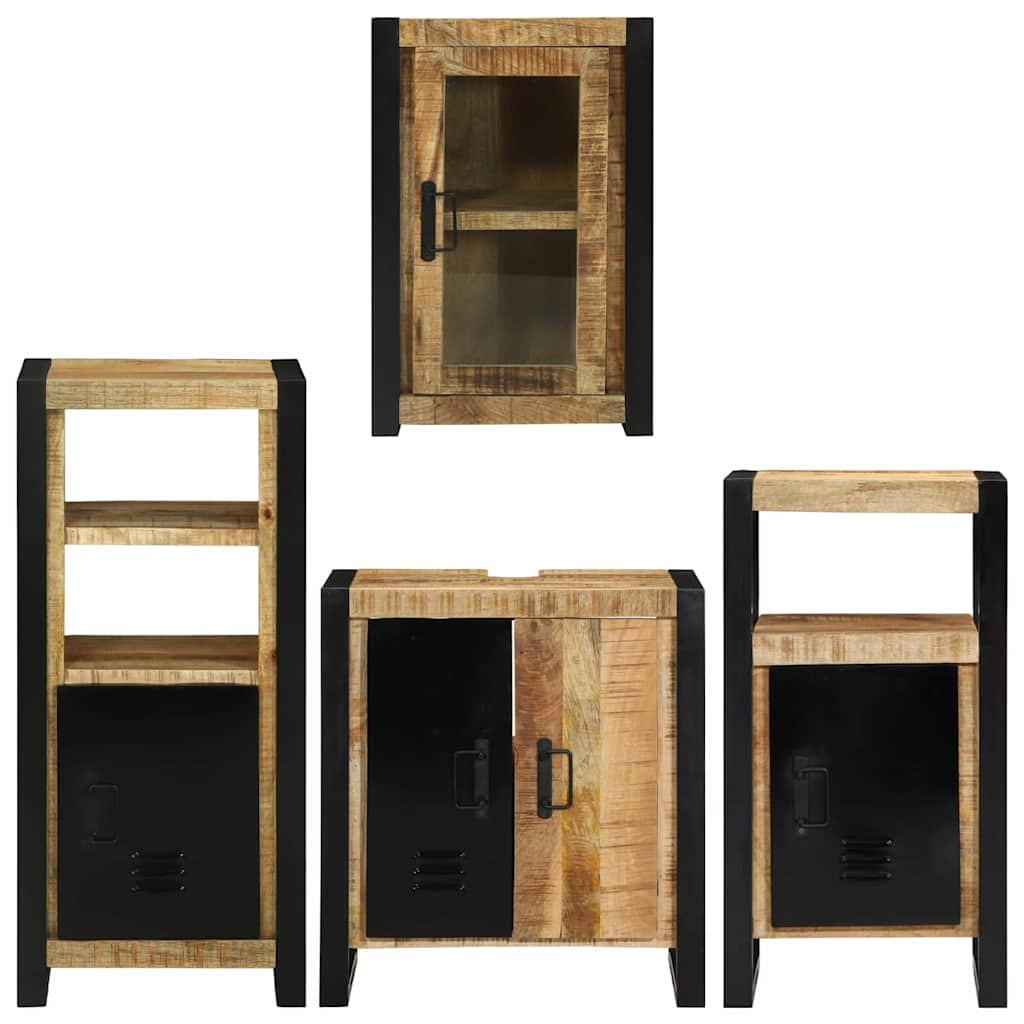 Badezimmermöbel-Set mit Regal 4 pcs Braun Massivholz Mango