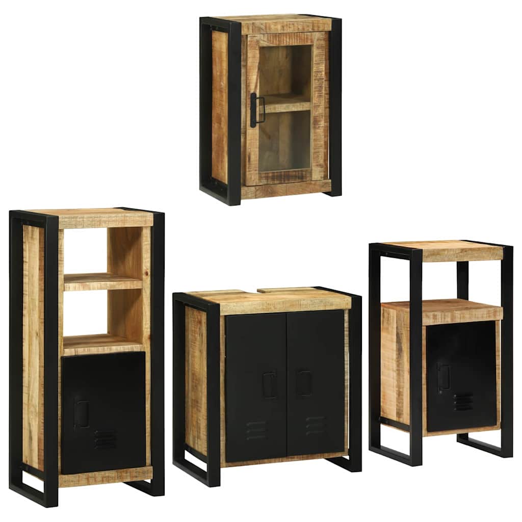 Badezimmermöbel-Set mit Regal 4 pcs Braun Massivholz Mango
