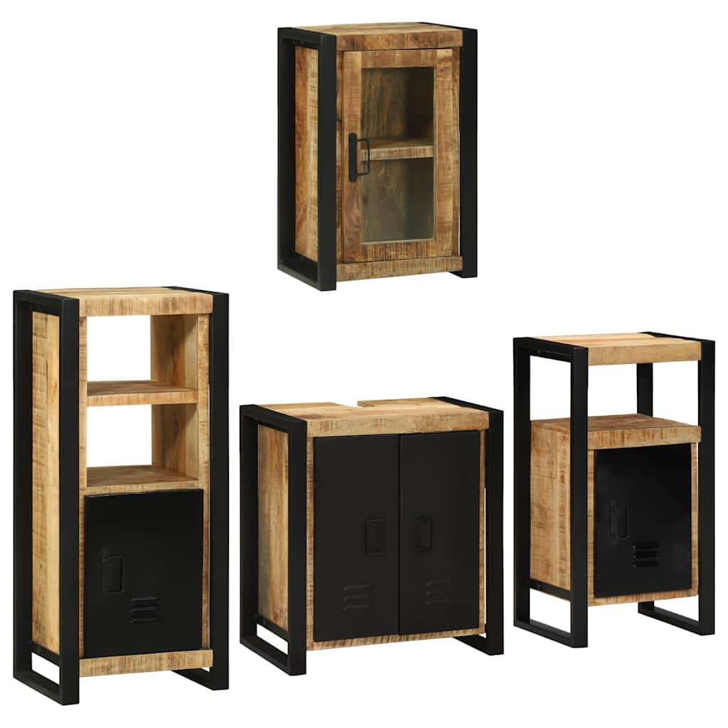 Badezimmermöbel-Set mit Regal 4 pcs Braun Massivholz Mango