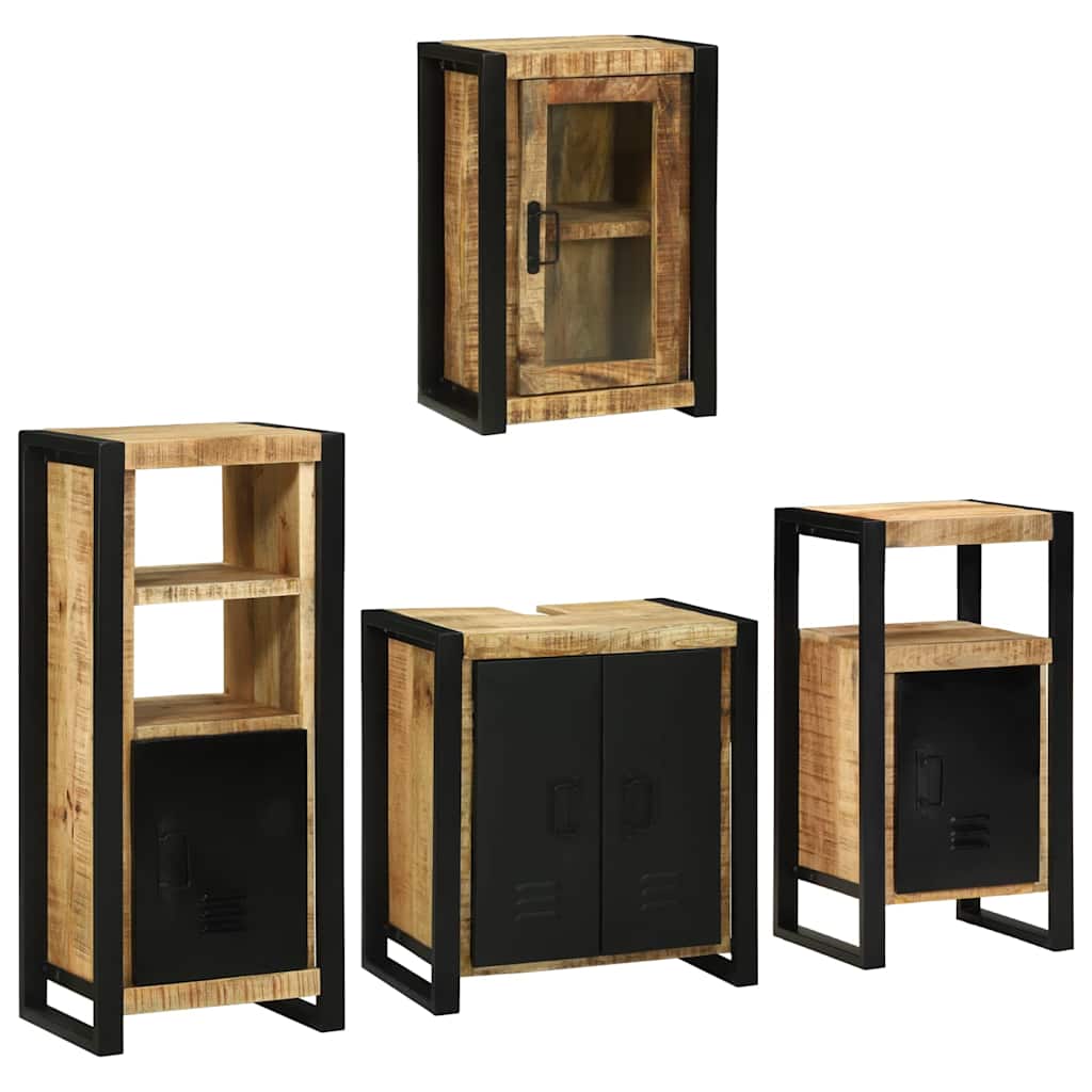 Badezimmermöbel-Set mit Regal 4 pcs Braun Massivholz Mango