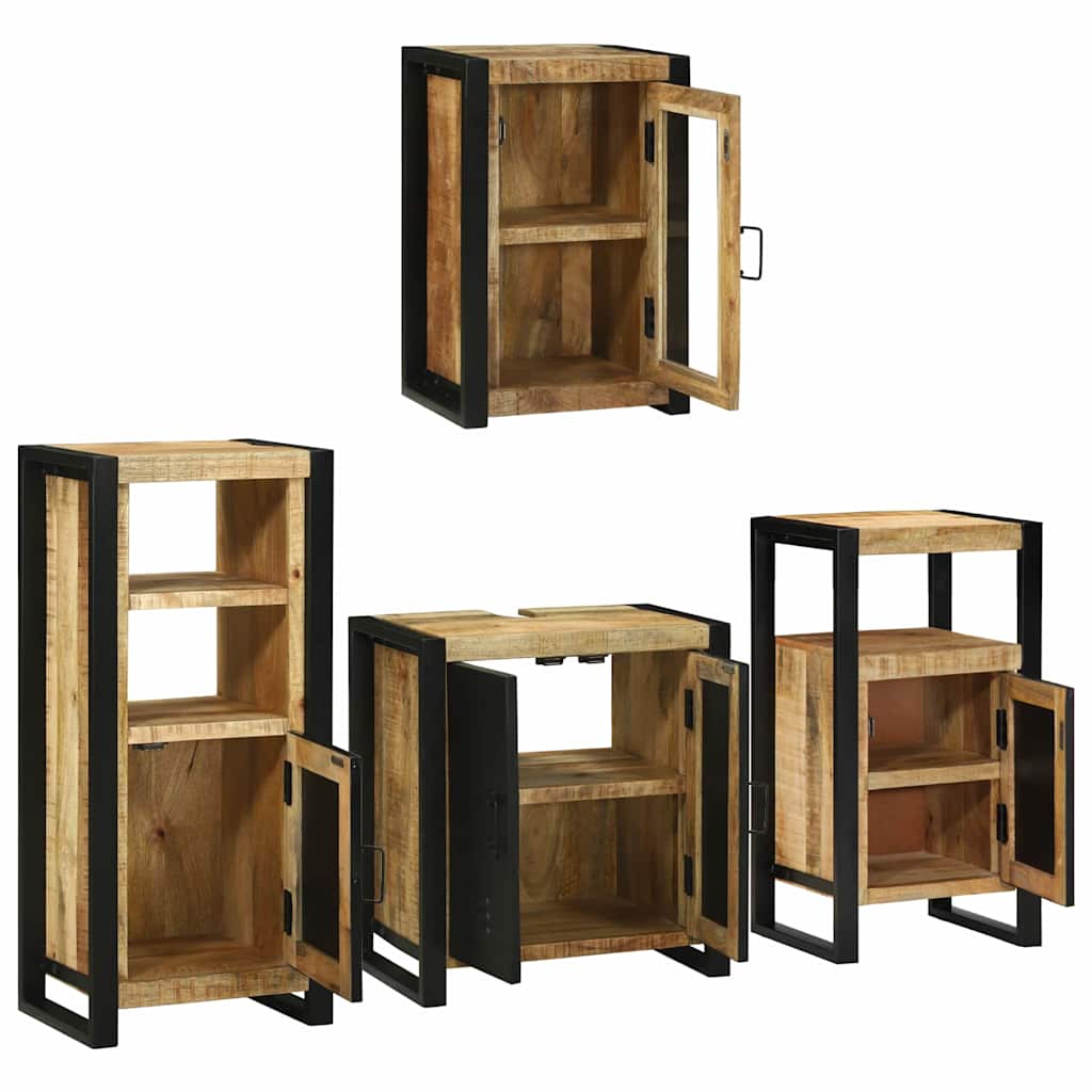 Badezimmermöbel-Set mit Regal 4 pcs Braun Massivholz Mango