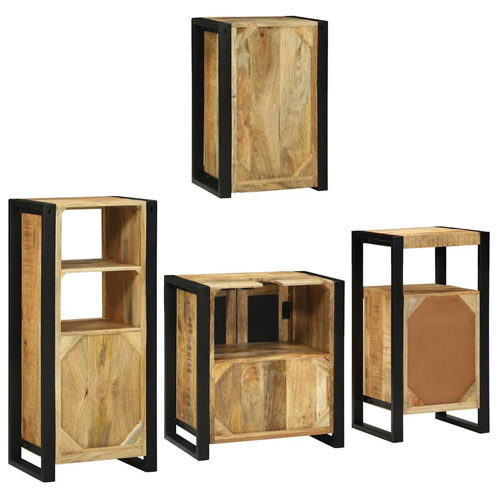 Badezimmermöbel-Set mit Regal 4 pcs Braun Massivholz Mango