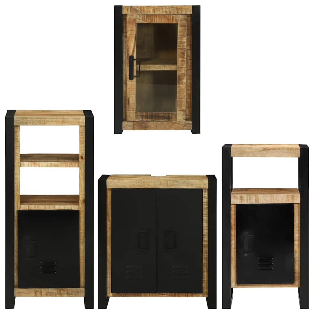 Badezimmermöbel-Set mit Regal 4 pcs Braun Massivholz Mango