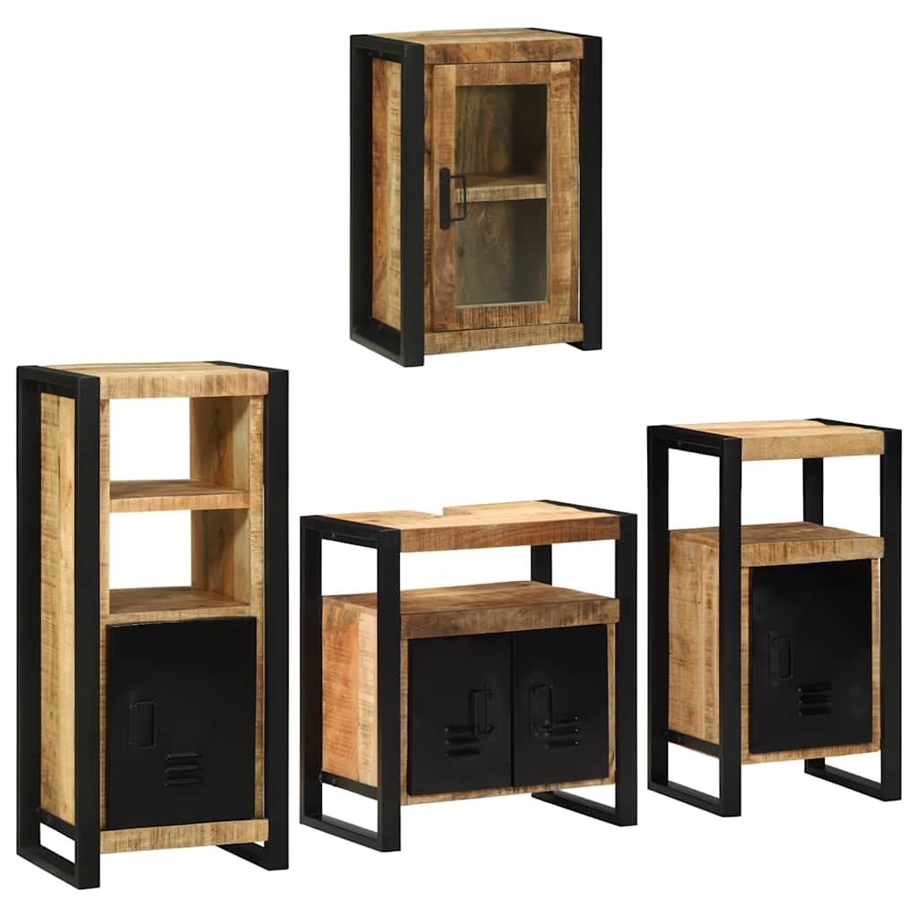 Badezimmermöbel-Set mit Regal 4 pcs Braun Massivholz Mango