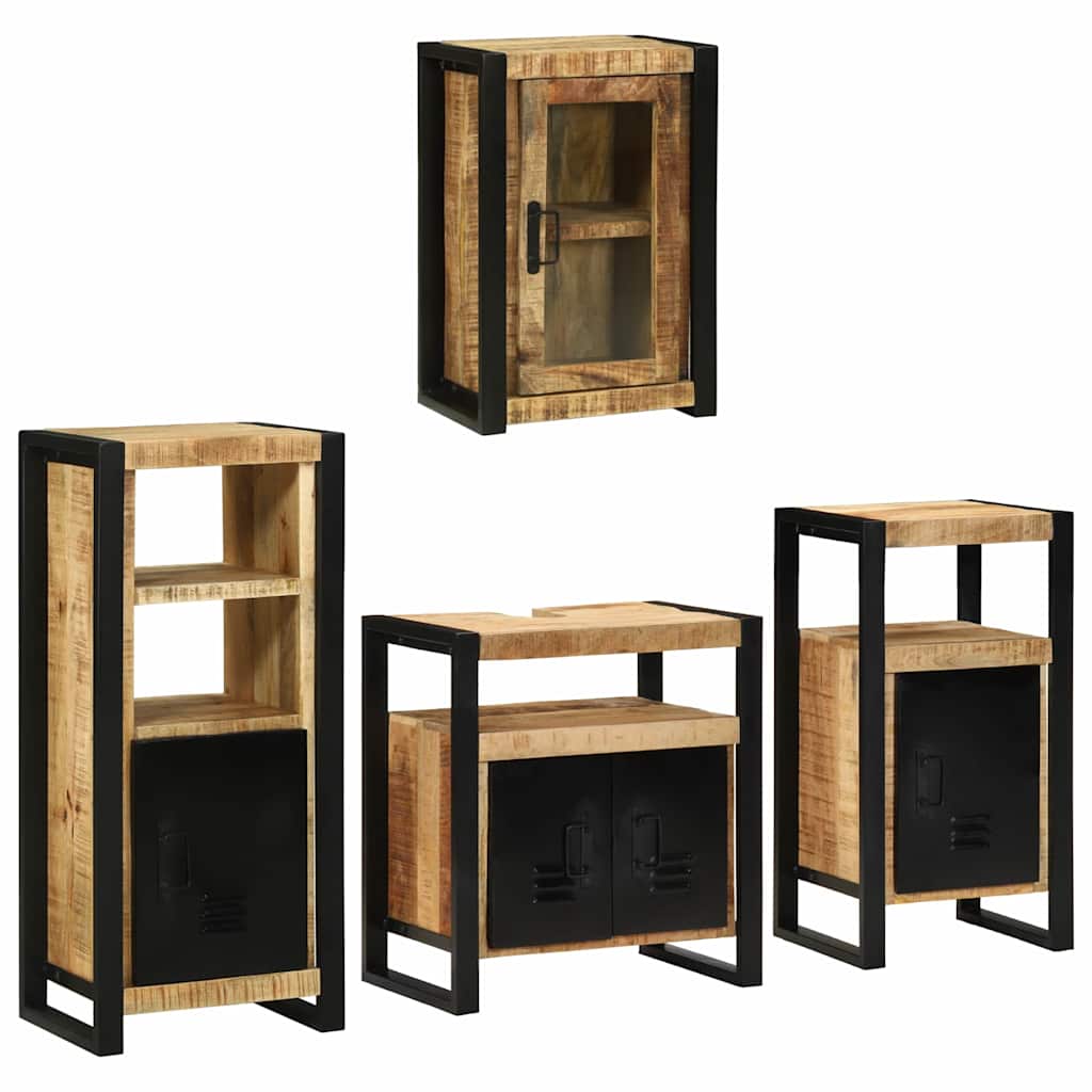 Badezimmermöbel-Set mit Regal 4 pcs Braun Massivholz Mango