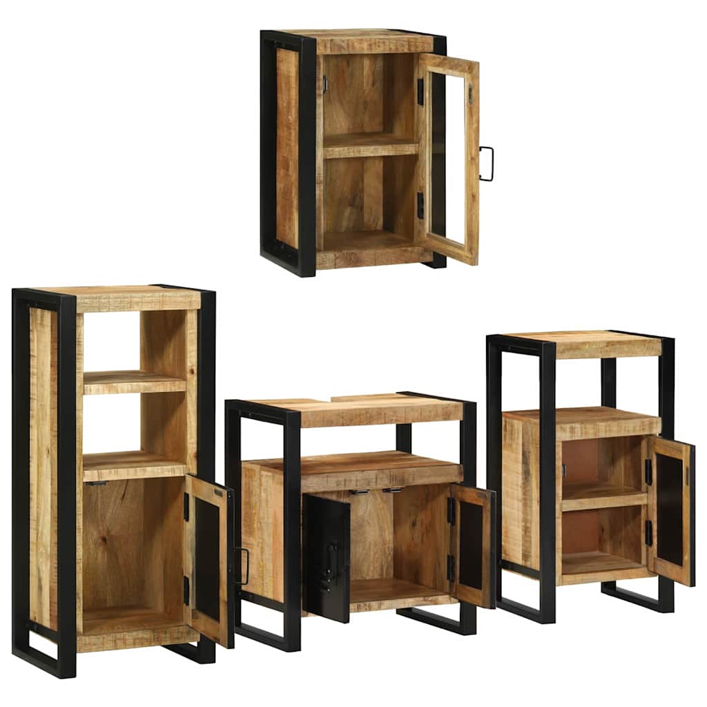 Badezimmermöbel-Set mit Regal 4 pcs Braun Massivholz Mango