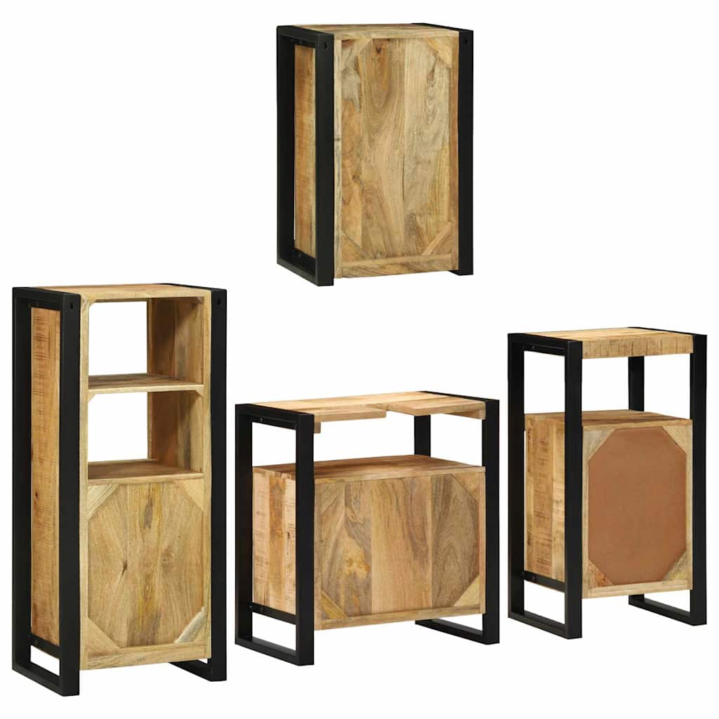 Badezimmermöbel-Set mit Regal 4 pcs Braun Massivholz Mango